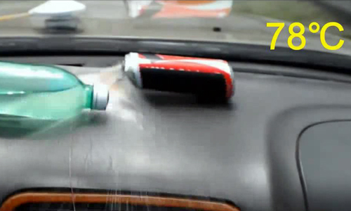 Lon nước trong cabin ô tô có thể nổ trong thời tiết nắng nóng