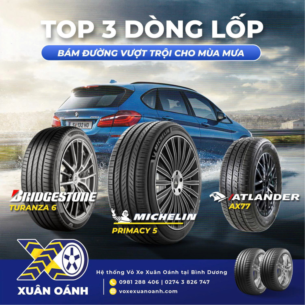 TOP 3 DÒNG LỐP BÁM ĐƯỜNG VƯỢT TRỘI CHO MÙA MƯA